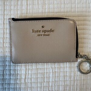 Kate Spade Taupe Card Holder with Keychain
